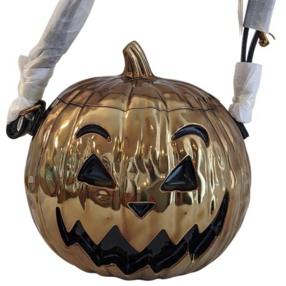 Halloween 🎃 SS20 Moschino Couture JeremyScott Laminated Pumpkin Bronze Handbag